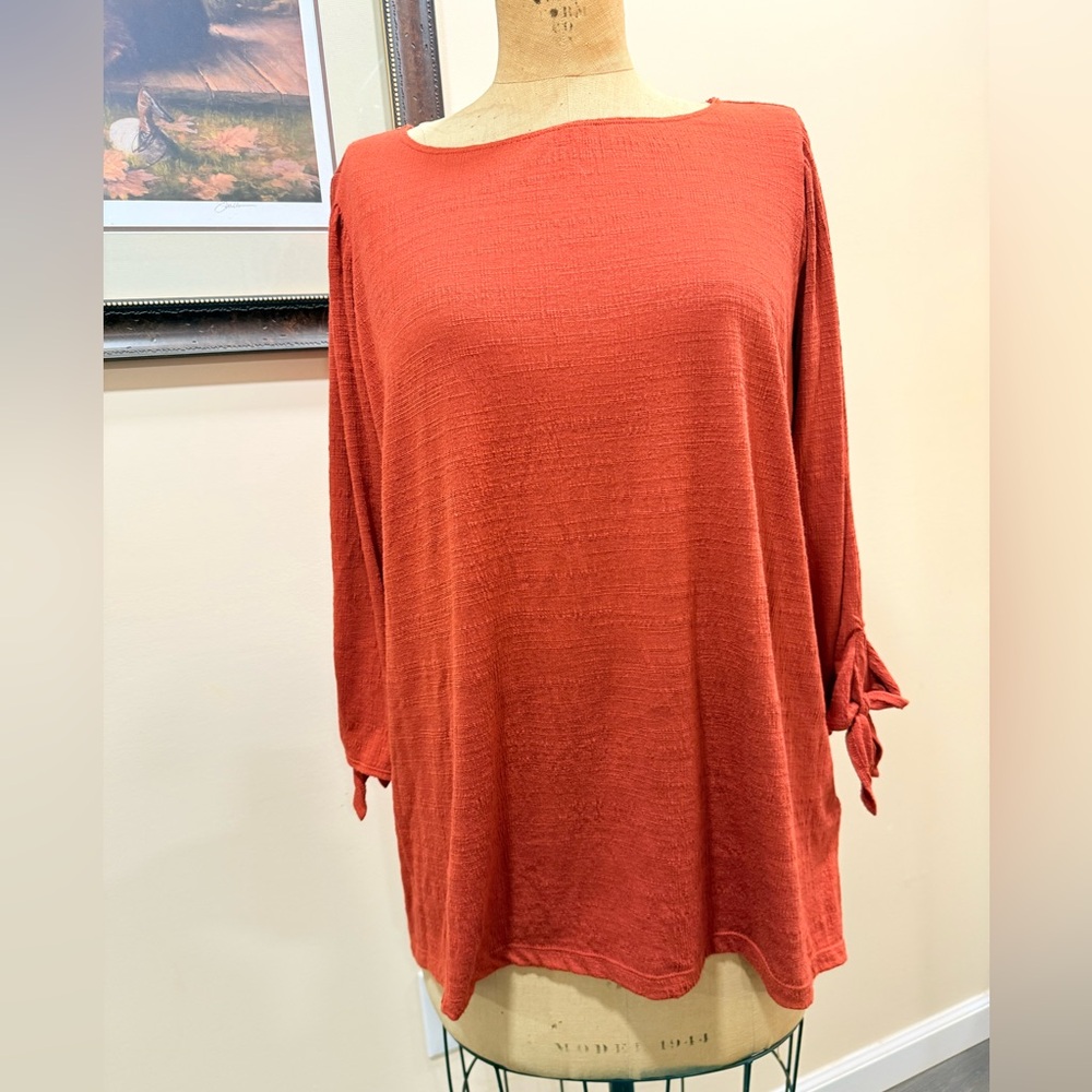 Max Studio Rust Orange Long Sleeve Top